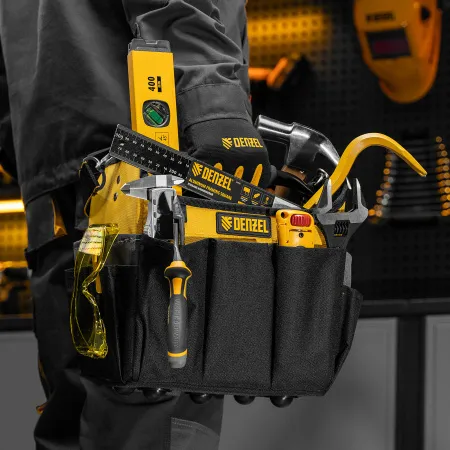 Переноска для инструмента DENZEL 260х240х300 мм, 22 кармана, наплечный ремень