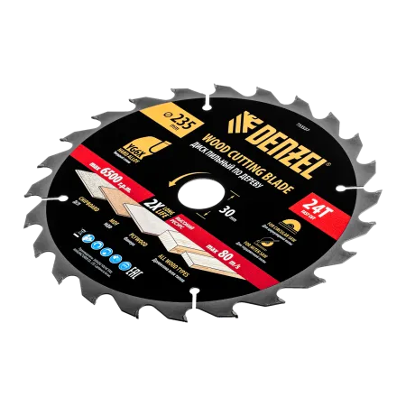 Пильный диск по дереву DENZEL ф235 х 30 мм, 24 зубьев