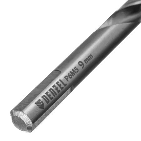 Сверло спиральное по металлу DENZEL 9 x 125 мм, Р6М5, Golden Tip