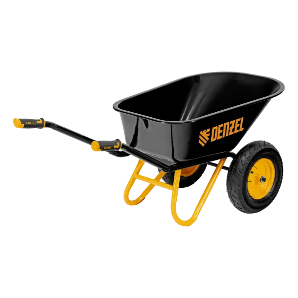 Тачка строительная DENZEL усиленная, объем 120 л, 350 кг, двухколесная, колесо 16х4.00-8