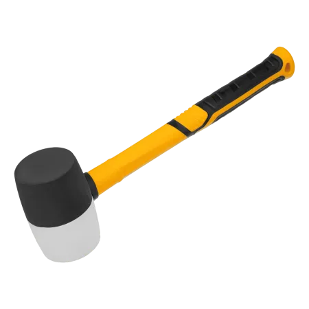 Киянка резиновая DENZEL 450 г, черно-белая, фибергласовая рукоятка c TPR покрытием