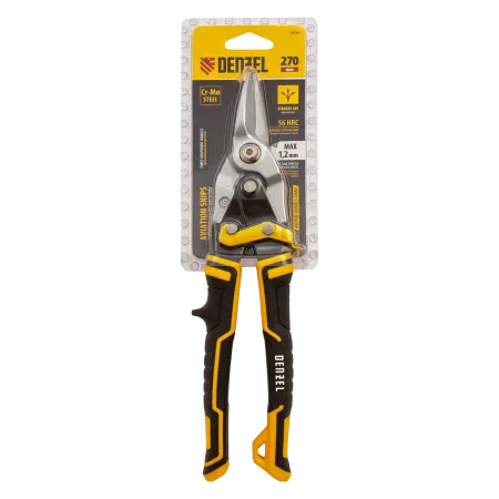 Ножницы по металлу DENZEL 78370, 270 мм, прямой рез, сталь Crmo