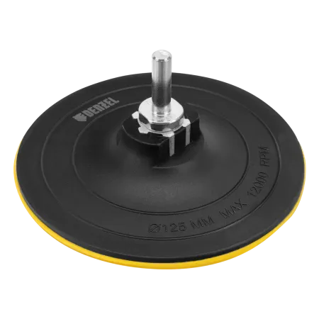 Тарелка опорная для дрели и УШМ DENZEL с липучкой, 125 мм, твердая, с адаптером c М14 на d8
