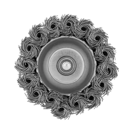 Щетка для дрели DENZEL, 65 мм, Чашка, со шпилькой, нержавеющая крученая проволока