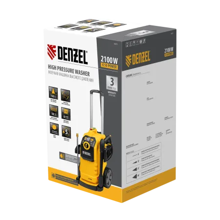 Моечная машина высокого давления DENZEL K 50 Power, 2100 Вт, 150 бар, 600 л/ч, асинхронный двигатель