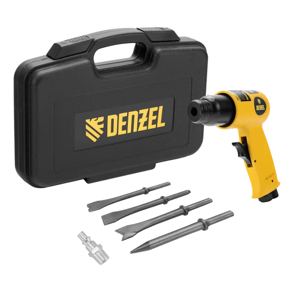 Пневматический молоток DENZEL НР4500 + набор насадок, 113 л/мин, 4500 уд/мин