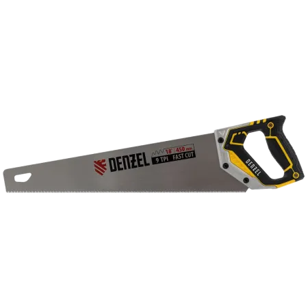 Ножовка по дереву DENZEL  450 мм, 9 TPI, зуб 3D, металлопластиковая рукоятка