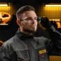 Очки защитные открытые DENZEL поликарбонатные, увеличенная прозрачная линза,  регулируемые дужки