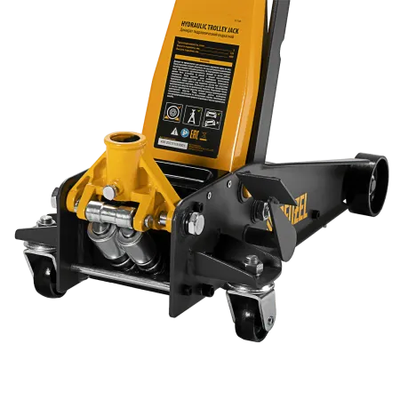 Домкрат гидравлический DENZEL подкатной 3 т, с фиксатором, быстрый подъем, 135-480 мм, профессиональный