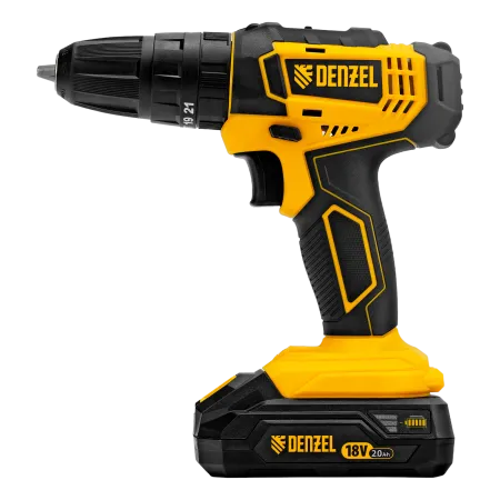 Дрель-шуруповерт аккумуляторная ударная DENZEL CID-18-02BM, Li-Ion, 18 В, 2 акк.