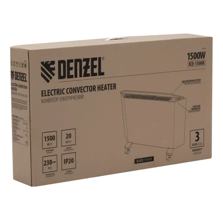 Конвектор электрический DENZEL XCE-1500 B, 230 В, 1500 Вт, X-образный нагреватель