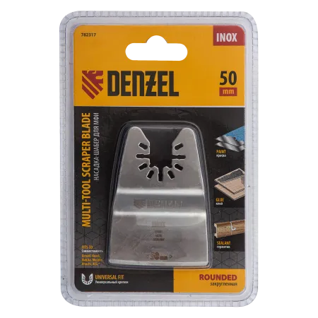 Насадка для МФИ DENZEL 782317 шабер полукруг, Inox, для снятия краски, 50 мм