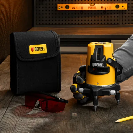 Лазерный уровень DENZEL LX3, 10 м, ± 0.3 мм/1 м, 635 нм, резьба 5/8 дюйм