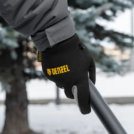 Перчатки универсальные DENZEL, двойные, работа с сенсорным экраном, вязанная манжета, размер 9