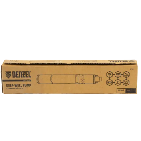 Скважинный насос DENZEL DWS-3-75, 500 Вт, 1600 л/ч, напор 75 м, винтовой, диаметр 3