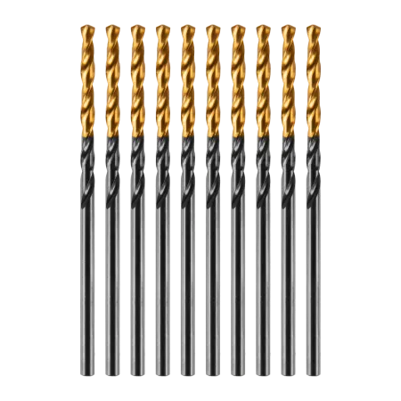 Сверло по металлу DENZEL 2 мм, HSS-Tin, Golden Tip, 10 шт.