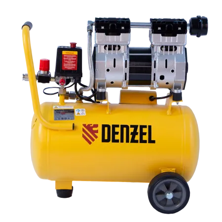 Компрессор безмасляный DENZEL DLS950/24, 950 Вт, 165 л/мин, ресивер 24 л, малошумный