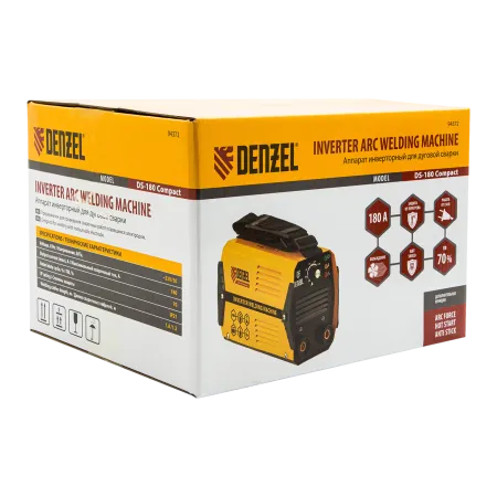 Аппарат инверторный дуговой сварки DENZEL DS-180 Compact, 180 А, ПВ 70%, 1.6-4 мм