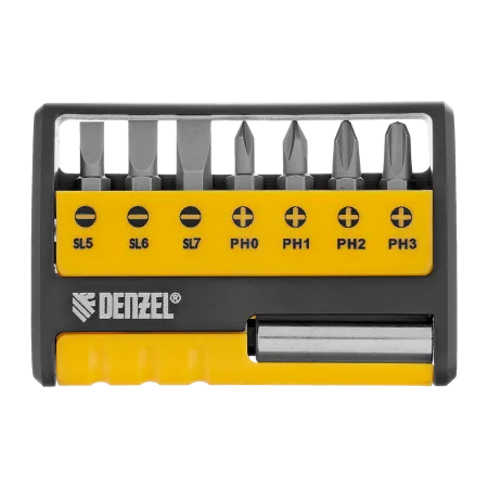 Набор бит с магнитным держателем DENZEL S2, 8 шт.