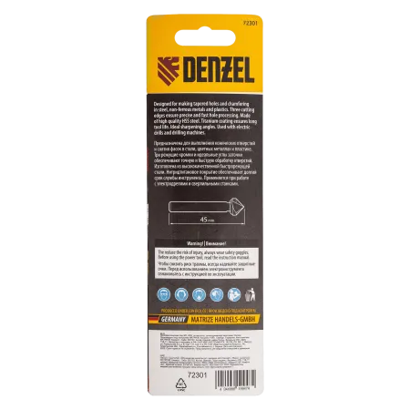 Зенковка конусная DENZEL под М3, HSS, по металлу, 6-гранный хвостовик