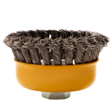 Щетка для УШМ DENZEL 746283, 100 мм, «чашка», крученая нержавеющая проволока 0.5 мм, М14