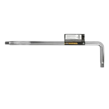 Вороток Г-образный DENZEL 375*100 мм, квадрат 1/2", CrV, матовый хром