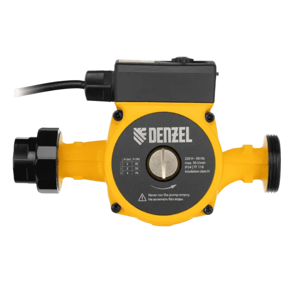 Циркуляционный насос DENZEL CP25-4, напор 4 м, 50 л/мин, 1 м кабель, монт. длина 180 мм