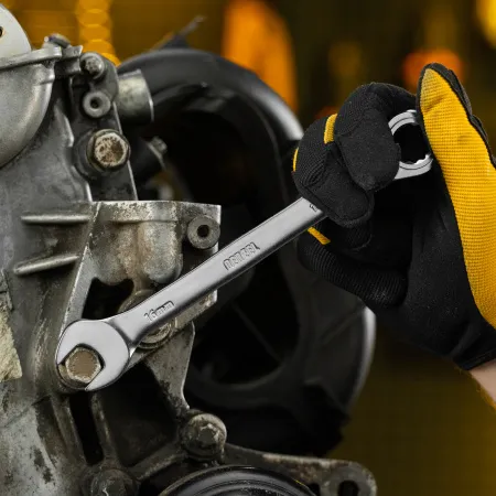 Ключ комбинированный трещоточный DENZEL, 16 мм, CrV, матовый хром