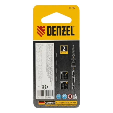 Магнитная насадка для бит DENZEL для шестигранных бит, 2 шт