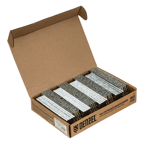 Гвозди DENZEL для пнев. нейлера (оцинк.), длина - 50 мм, диам. - 2,9 мм, 2000 шт.