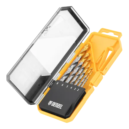 Набор сверл по металлу DENZEL, 2-8 мм, Р6М5-TiN, Golden Tip, 6 шт