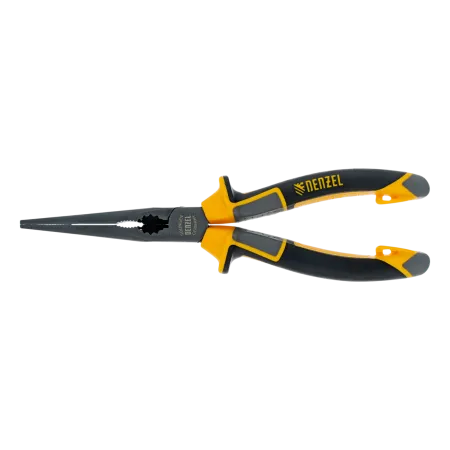 Длинногубцы прямые DENZEL 205 мм, трехкомпонентные рукоятки