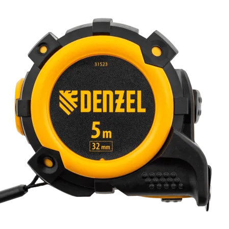 Рулетка DENZEL 31523 5м х 32мм, автоматич. фиксац., нейлон. покрытие, магнит. зацеп, двухстор. разметка