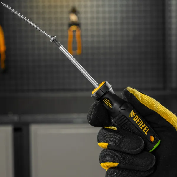 Отвертка DENZEL PZ1x75 мм, CrV, трехкомпонентная рукоятка