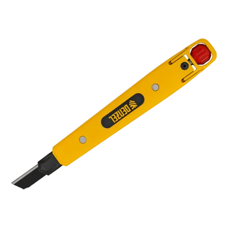 Нож DENZEL 9 мм, сменное лезвие, SK4, алюминиевый корпус, торцевой зажим