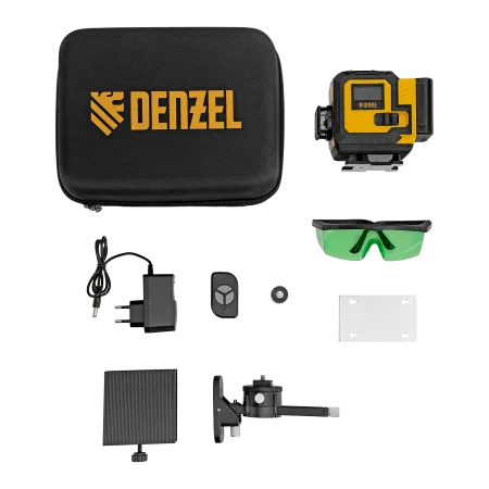 Лазерный уровень мультипризменный DENZEL DLV-360-3C, 30 м, зеленый луч, Li-Ion 2,4 Aч, кейс