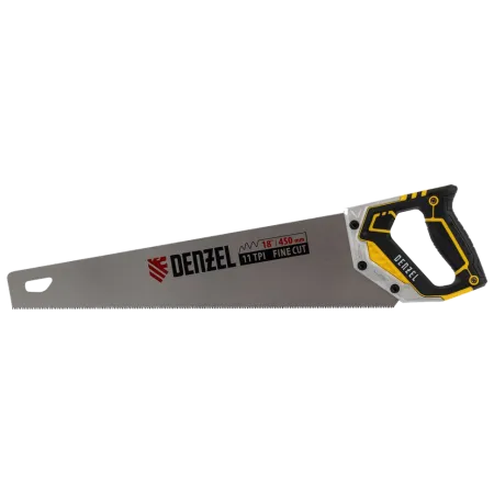 Ножовка по дереву DENZEL 450 мм, 11 TPI, зуб 3D, металлопластиковая рукоятка