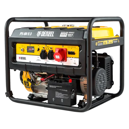 Генератор бензиновый DENZEL PS 80 E-3, 6.6 кВт, 400 В, 25 л, электростартер
