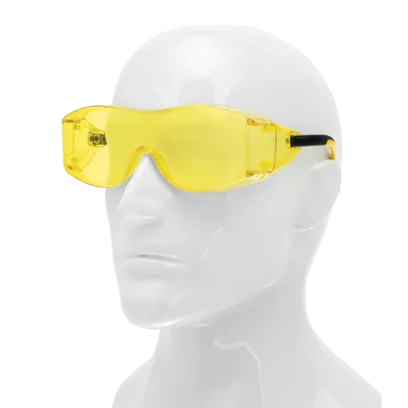Очки защитные DENZEL открытые, поликарбонатные, увеличенная желтая линза, регулируемые дужки