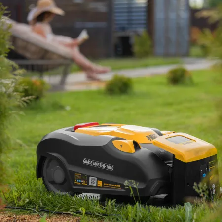 Робот-газонокосилка DENZEL Grass Master 1000  1000м2, 3Ач, 28V, LCD дисплей, Wi-Fi