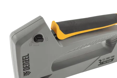 Степлер мебельный DENZEL пластиковый корпус, тип 53, 6-14 мм, тип 300, 15 мм, тип 500, 15 мм