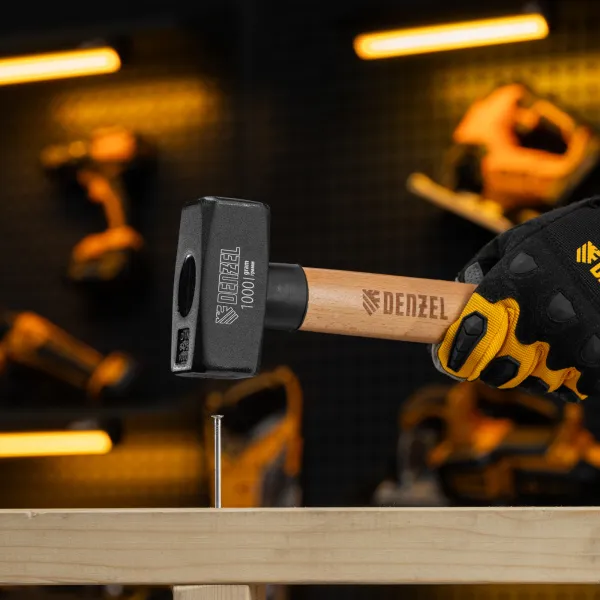 Кувалда DENZEL 1000 г, кованая головка, буковая рукоятка