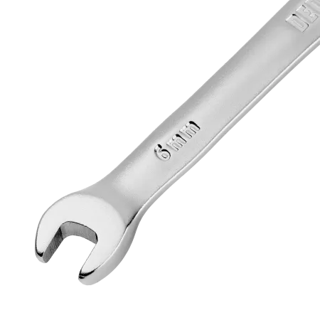 Ключ комбинированный трещоточный DENZEL, 6 мм, CrV, матовый хром