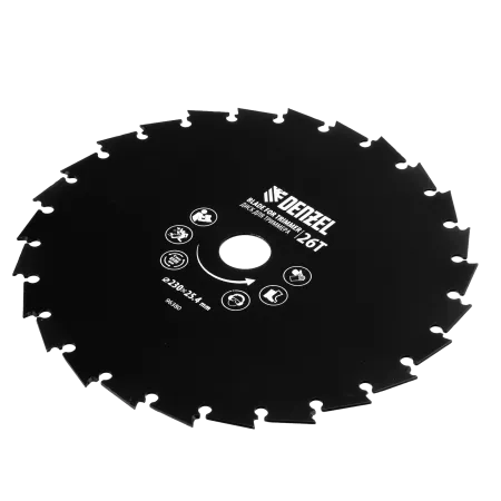 Диск для триммера DENZEL c долотообразной формой зуба, 230 х 25,4 26 зубов