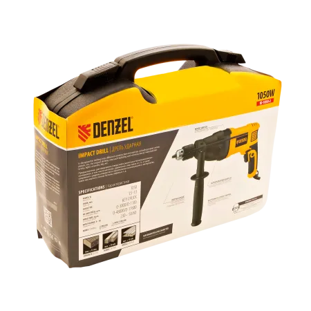 Ударная дрель DENZEL ID-1050-2, 1050 Вт, 0-3000/0-1100 об/мин, 0-48000/0-17600 уд/мин