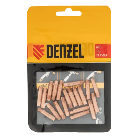 Токосъемный наконечник под проволоку DENZEL 1,2 мм, М5х24, E-CU, 20 шт для MIG горелки тип 15