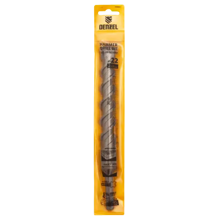 Бур по бетону DENZEL 705052, 22 x 260 мм, двойная спираль, три пылеотводящие кромки