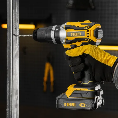 Дрель-шуруповерт аккумуляторная ударная бесщет DENZEL CIDB-18-02, Li-Ion, 18 В