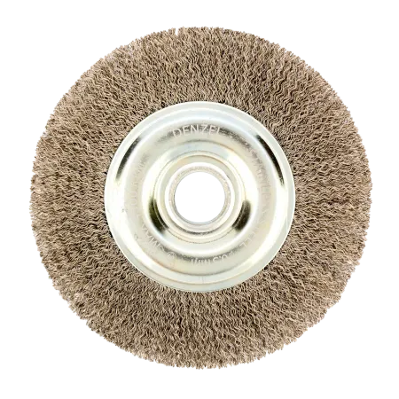 Щетка для УШМ DENZEL 746643, 150 мм, «плоская», витая нержавеющая проволока 0.3 мм, посадка 22.2 мм