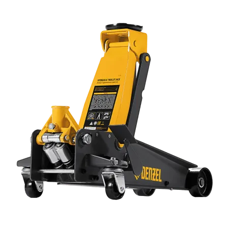 Домкрат гидравлический DENZEL подкатной 3 т, с фиксатором, быстрый подъем, 135-480 мм, профессиональный